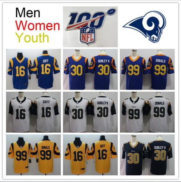 Lo angele ram jer ey 30 todd gurley ii 16 jared goff men 039 99 aaron donald 18 cooper kupp women youth american football nfljer ey